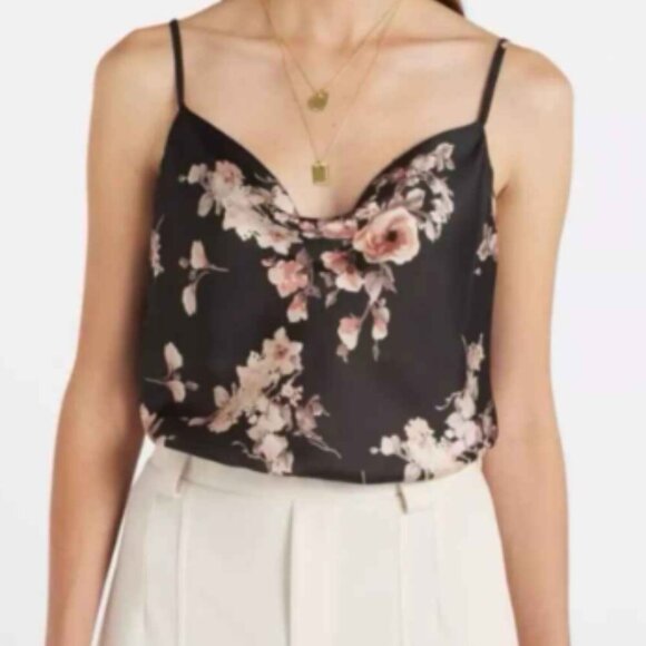 Heatherly Black Floral Valentina Spaghetti Strap Cowl Neck Bodyshirt - Picture 9 of 11